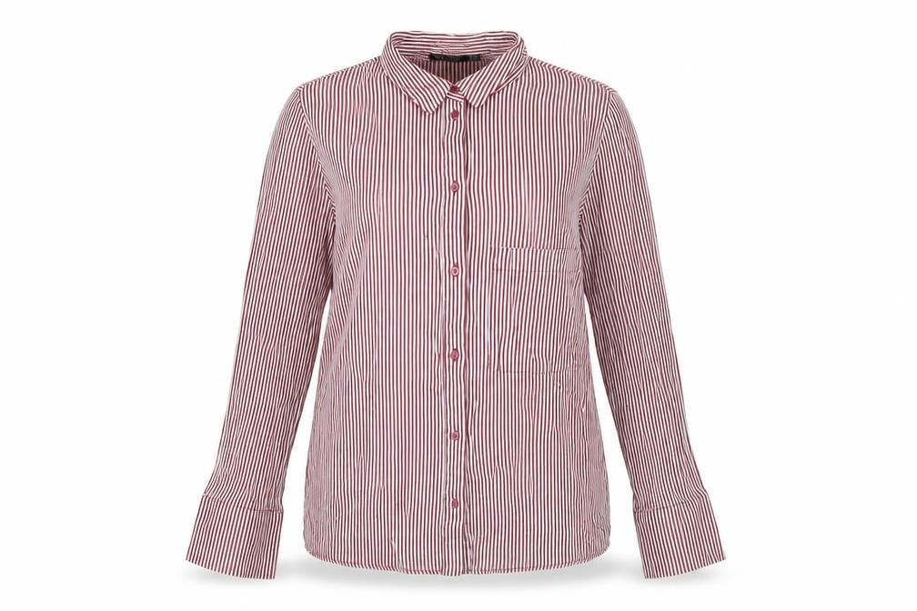 Bershka BSKGirl Women's Red White Striped Button-Up Shirt Size S