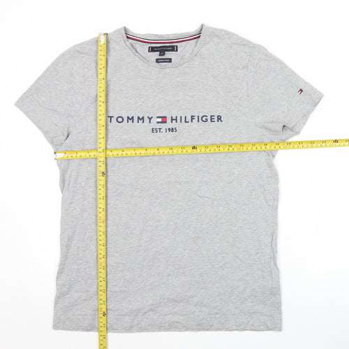 Tommy Hilfiger Men's Grey Cotton Crew Neck Short Sleeve T-Shirt Medium