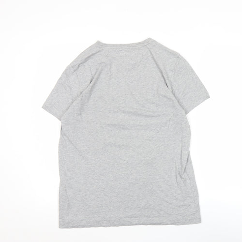 Tommy Hilfiger Men's Grey Cotton Crew Neck Short Sleeve T-Shirt Medium