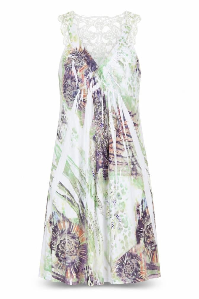 Front view of Elea Paris Women's Multicoloured M A-Line Sleeveless Knee Dress