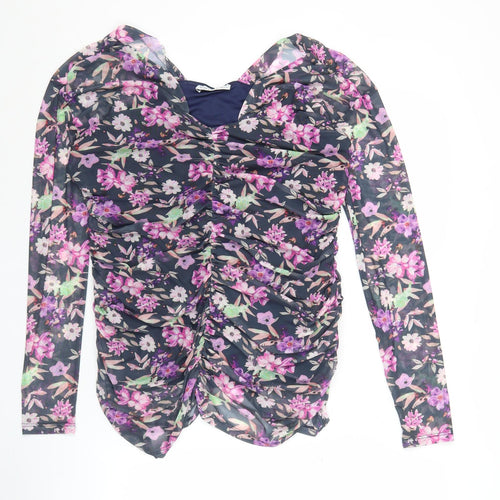 Gallery Women’s Multicoloured Floral Long Sleeve Tunic Blouse UK L