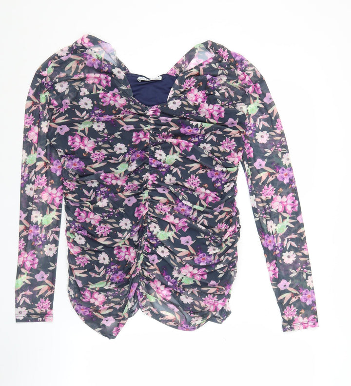 Gallery Women’s Multicoloured Floral Long Sleeve Tunic Blouse UK L