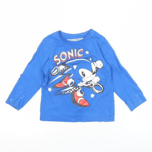 Sega Boys Blue Sonic the Hedgehog Long Sleeve T-Shirt 3-4 Years