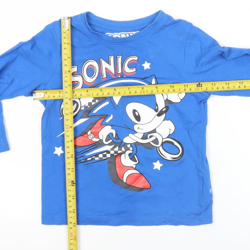 Sega Boys Blue Sonic the Hedgehog Long Sleeve T-Shirt 3-4 Years