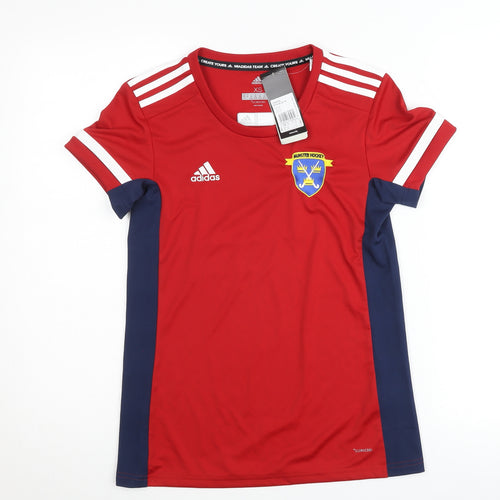 Adidas Boys Red XS ClimaCool Hockey Team Jersey T-Shirt