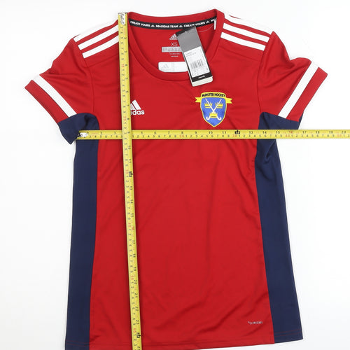 Adidas Boys Red XS ClimaCool Hockey Team Jersey T-Shirt