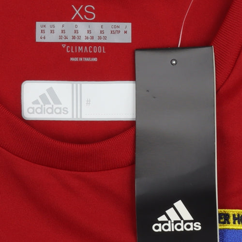 Adidas Boys Red XS ClimaCool Hockey Team Jersey T-Shirt