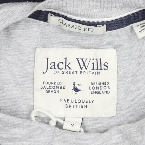 Jack Wills Men's Colourblock Grey White Navy Classic Fit T-Shirt Small