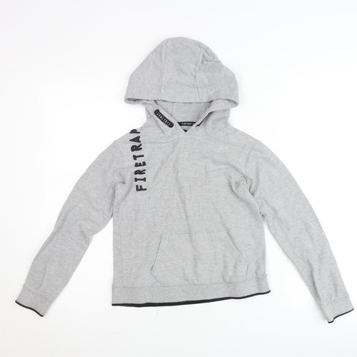 Firetrap Boys Grey Hooded Pullover Jumper 9-10 Years Cotton Blend