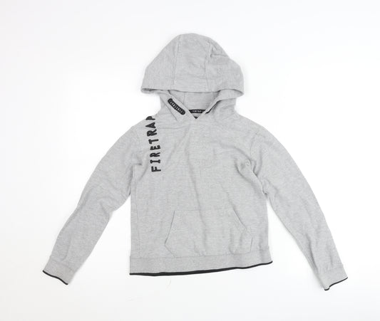 Firetrap Boys Grey Hooded Pullover Jumper 9-10 Years Cotton Blend