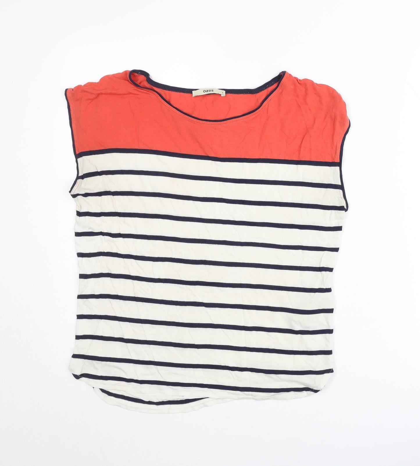 Oasis Women's Multicoloured Striped Sleeveless T-Shirt Size S