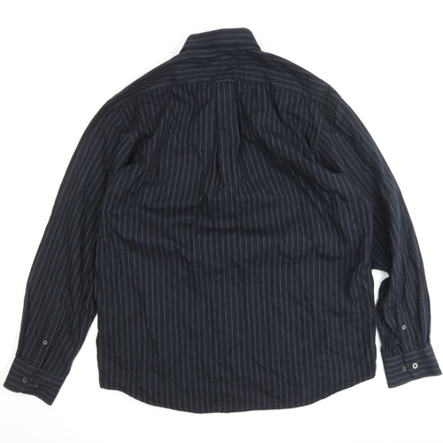 Paco For Men Black Striped Button-Up Long Sleeve Cotton Shirt L 41in