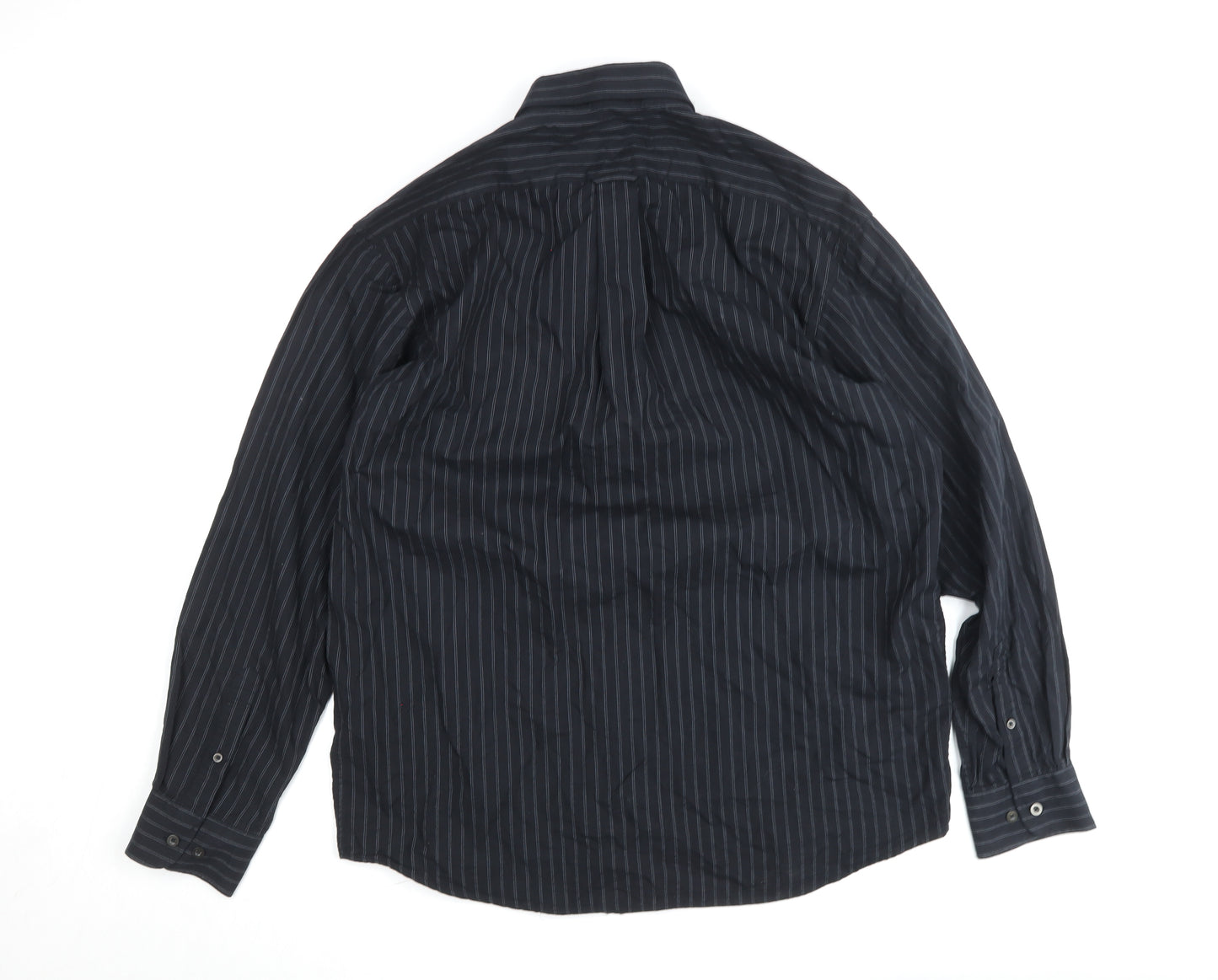 Paco For Men Black Striped Button-Up Long Sleeve Cotton Shirt L 41in