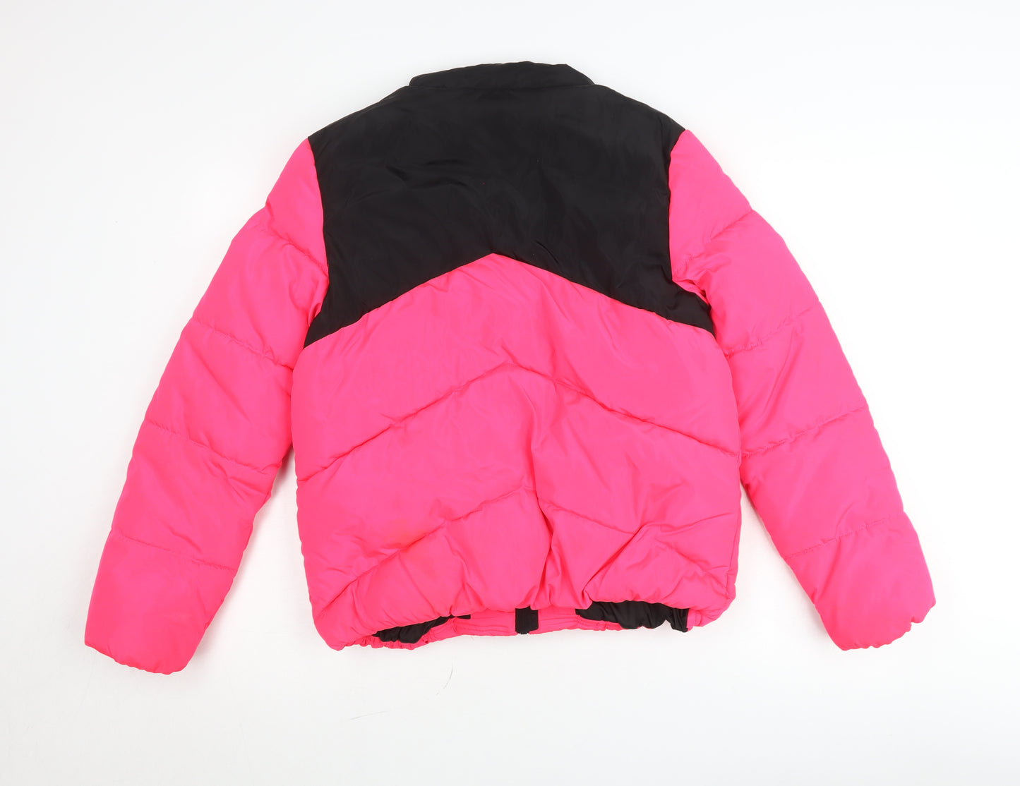 Marks and Spencer Girls Pink Black Puffer Jacket 12-13 Years Winter Coat