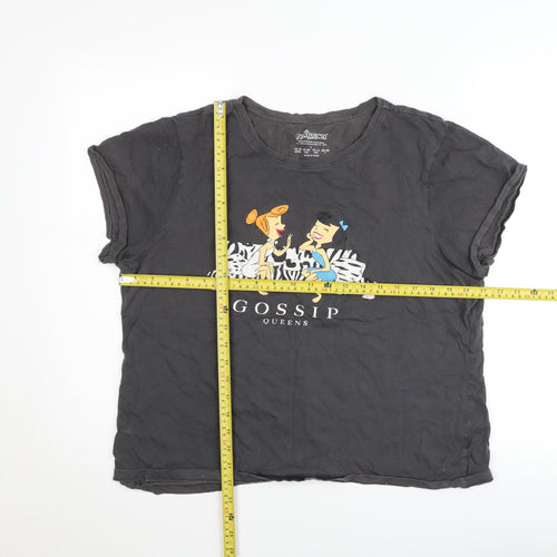 The Flintstones Girls Black Graphic T-Shirt L Gossip Queens Cartoon Tee