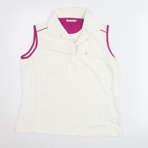 Green Lamb Womens White Collared Sleeveless Polo Top Size 14
