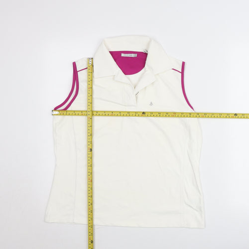 Green Lamb Womens White Collared Sleeveless Polo Top Size 14