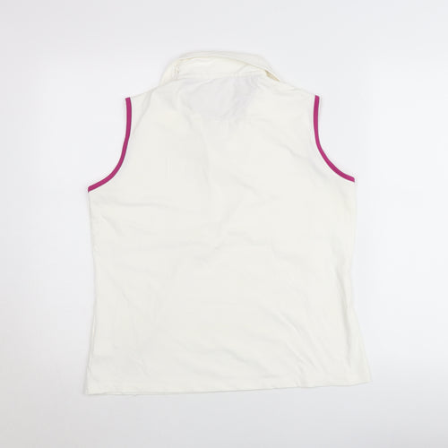 Green Lamb Womens White Collared Sleeveless Polo Top Size 14