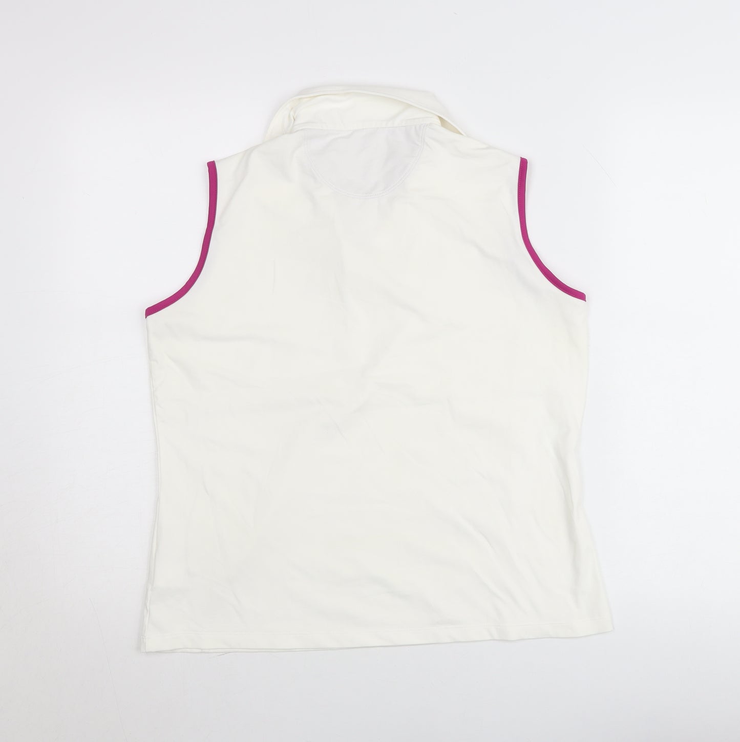 Green Lamb Womens White Collared Sleeveless Polo Top Size 14