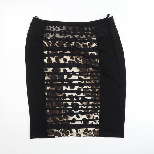 Gelco Women's Black Leopard Print Pencil Skirt Size 10