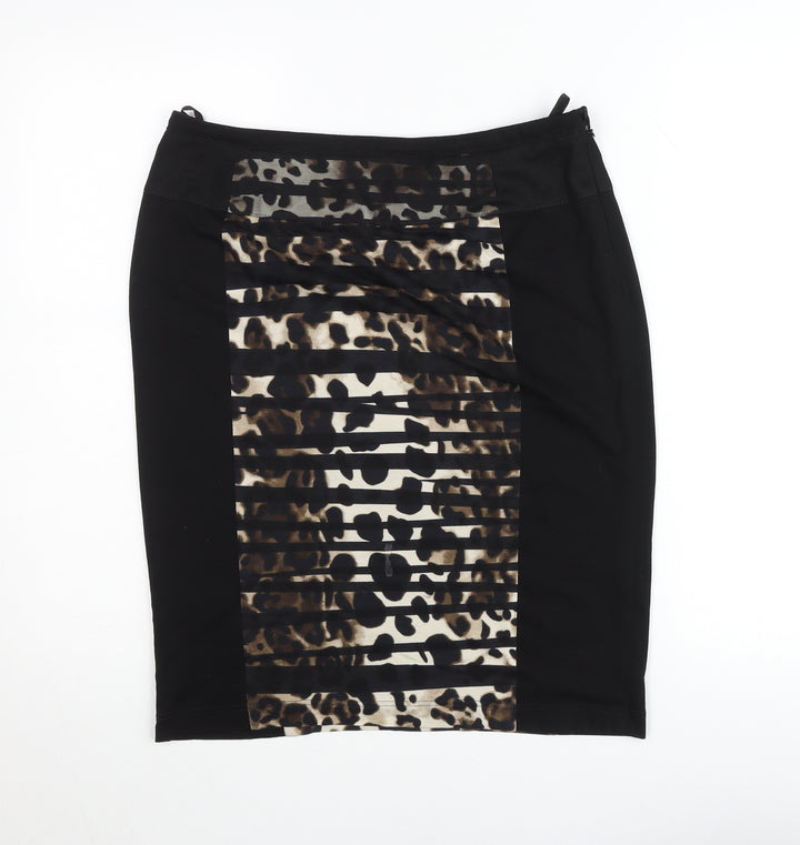 Gelco Women's Black Leopard Print Pencil Skirt Size 10