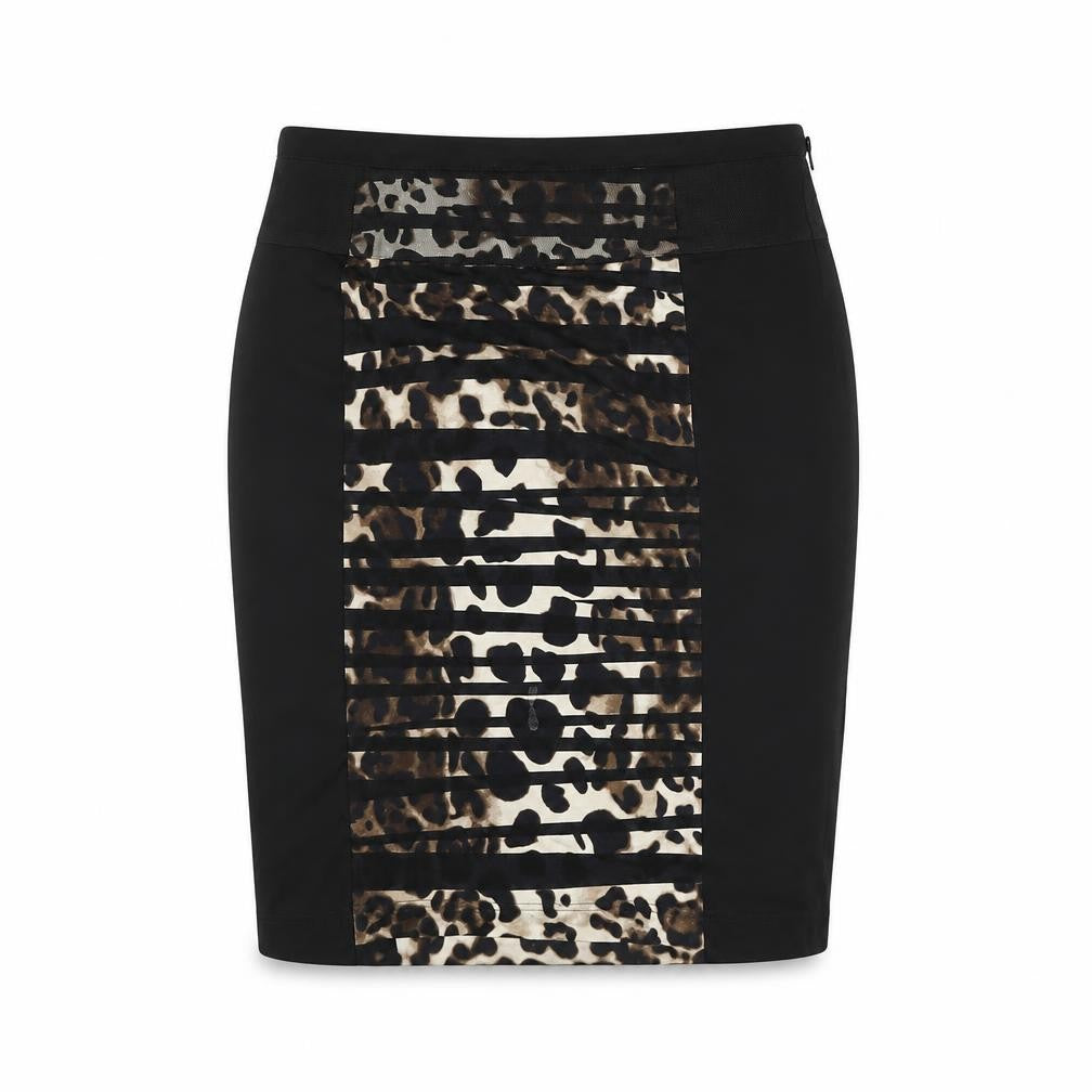 Front view of Gelco Women's Black Leopard Print Pencil Skirt, size 10