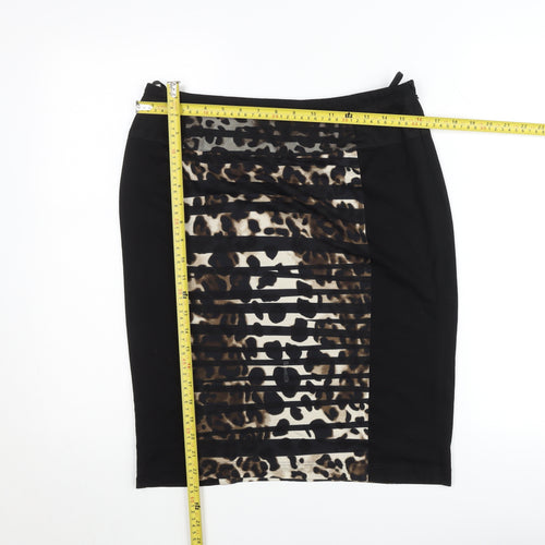 Gelco Women's Black Leopard Print Pencil Skirt Size 10
