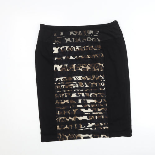 Gelco Women's Black Leopard Print Pencil Skirt Size 10