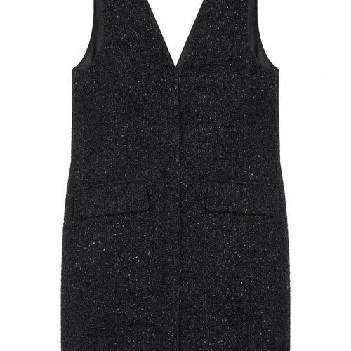 Parfois Women Black Tweed Sleeveless Shift Dress Size 12