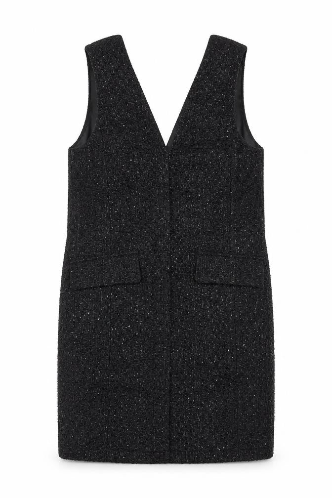Parfois Women Black Tweed Sleeveless Shift Dress Size 12