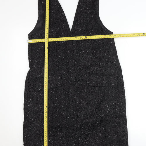 Parfois Women Black Tweed Sleeveless Shift Dress Size 12