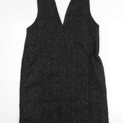 Parfois Women Black Tweed Sleeveless Shift Dress Size 12