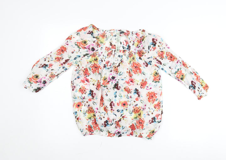 Dr. Rehfeld Womens Multicoloured Floral Cotton Bohemian Blouse Size 10