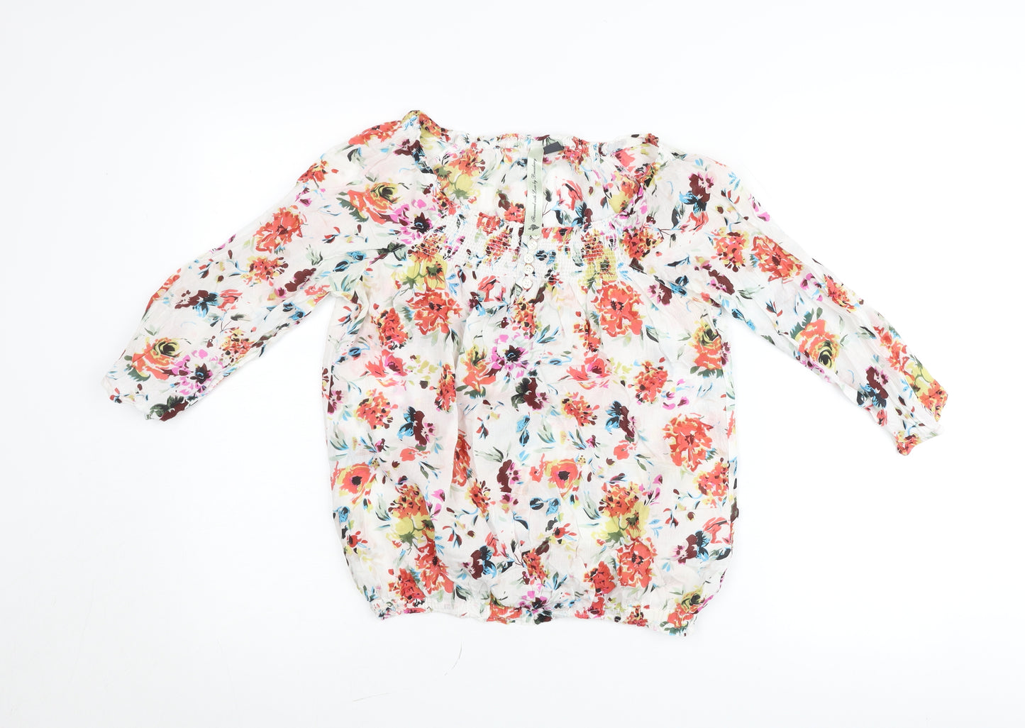 Dr. Rehfeld Womens Multicoloured Floral Cotton Bohemian Blouse Size 10