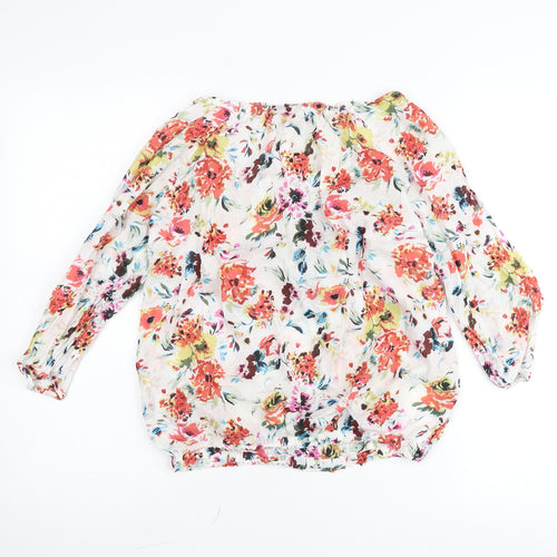 Dr. Rehfeld Womens Multicoloured Floral Cotton Bohemian Blouse Size 10