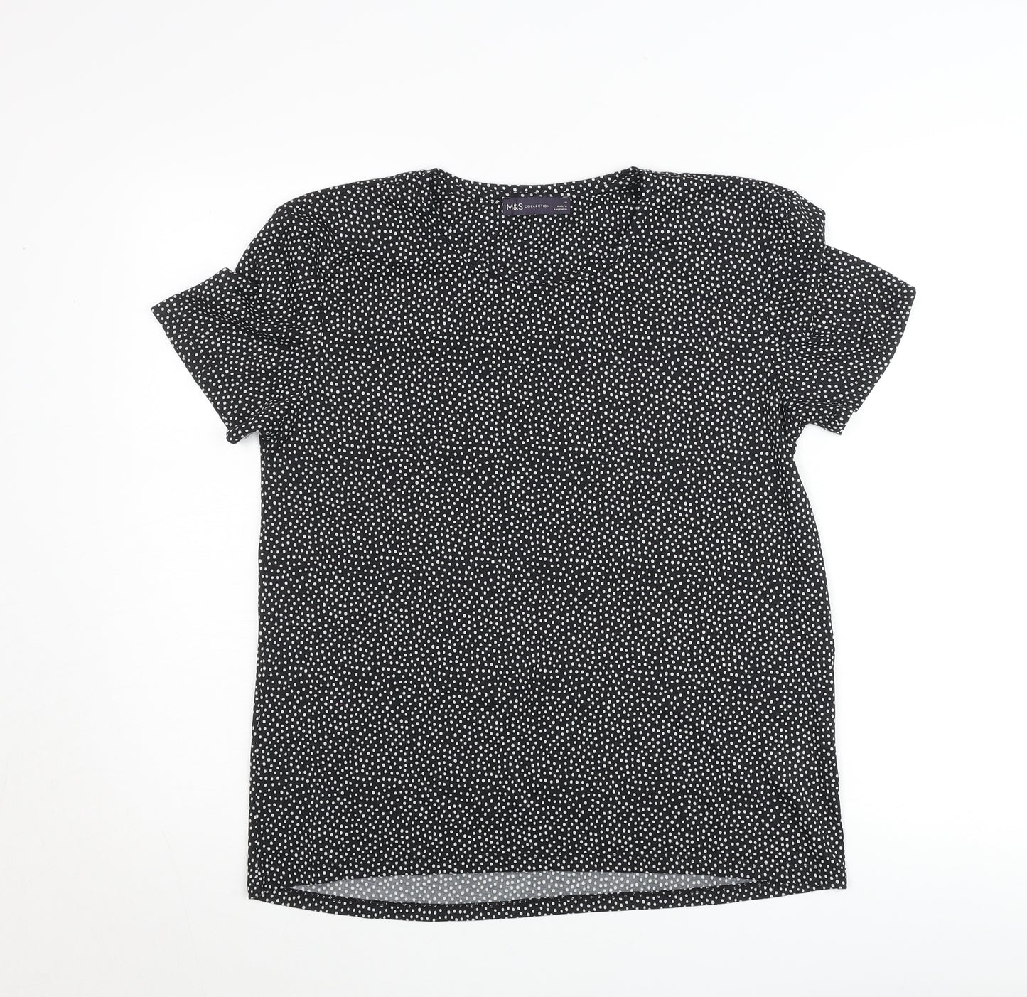 Marks and Spencer Women’s Black Polka Dot Short Sleeve Jersey T-Shirt Size 10
