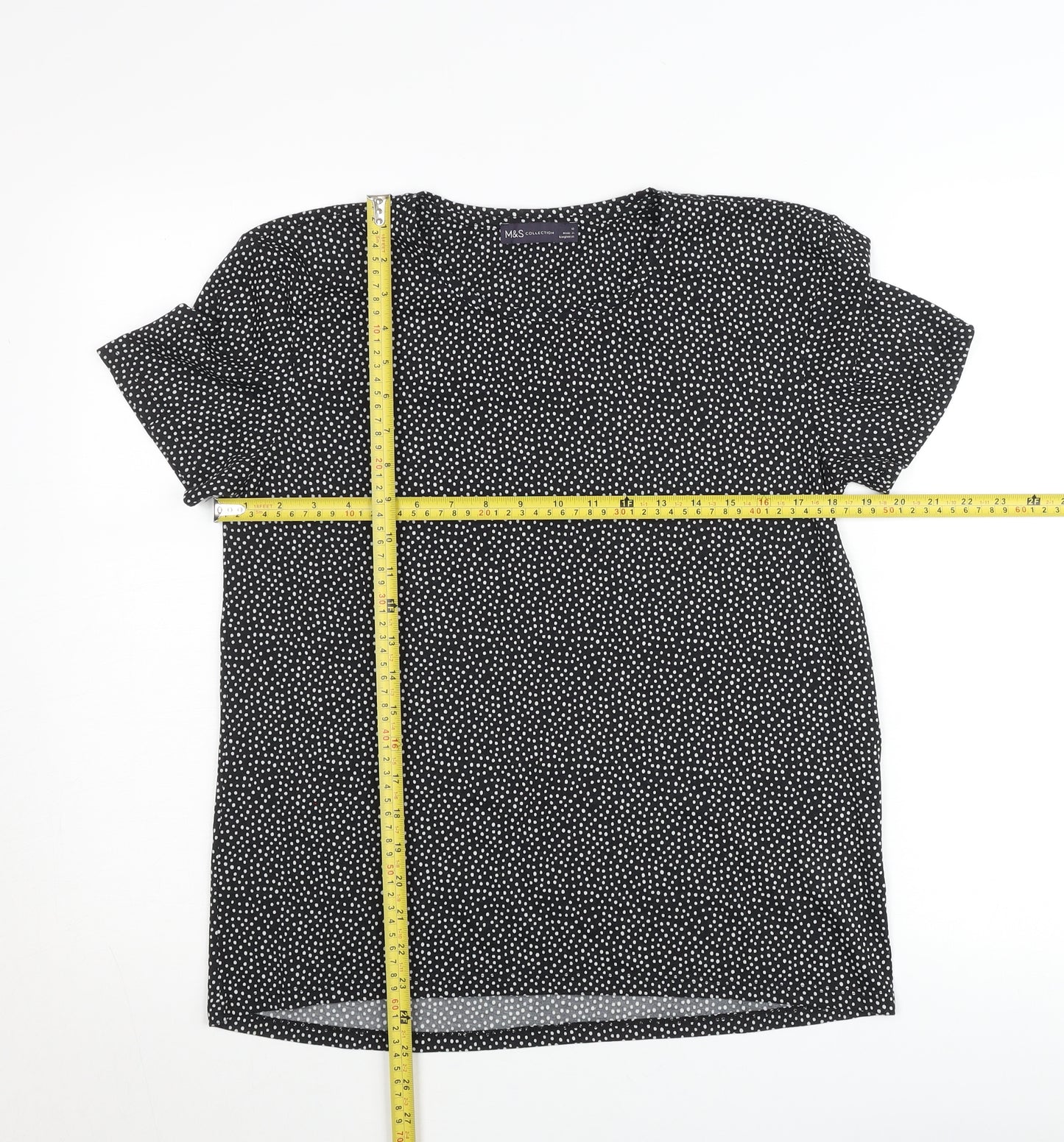 Marks and Spencer Women’s Black Polka Dot Short Sleeve Jersey T-Shirt Size 10