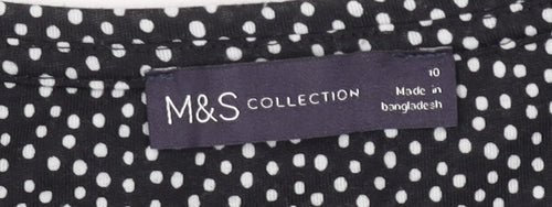 Marks and Spencer Women’s Black Polka Dot Short Sleeve Jersey T-Shirt Size 10
