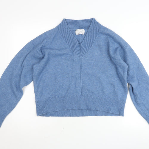 Primark Women’s Blue V-Neck Wool Blend Pullover Jumper Size L