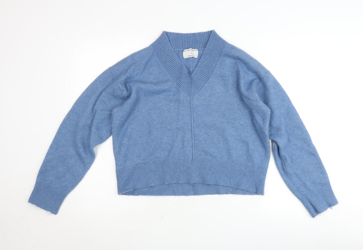 Primark Women’s Blue V-Neck Wool Blend Pullover Jumper Size L