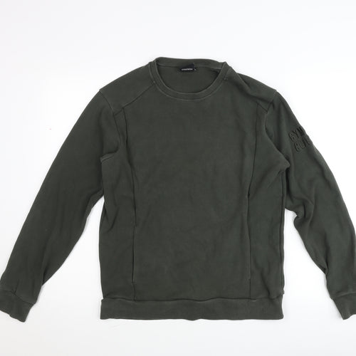 Gym+Coffee Men's Green Crew Neck Pullover Jumper Size M