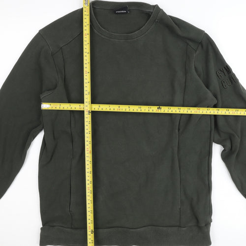 Gym+Coffee Men's Green Crew Neck Pullover Jumper Size M