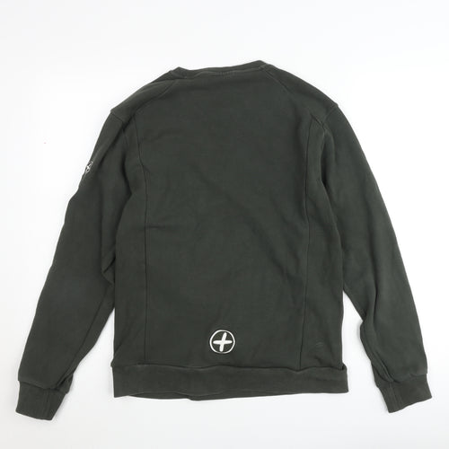 Gym+Coffee Men's Green Crew Neck Pullover Jumper Size M