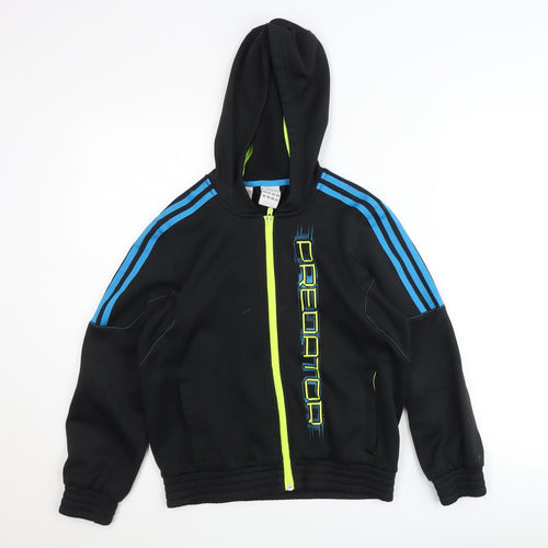Adidas Boys Black Predator Track Hoodie Jacket 7 Years Full Zip Lightweight