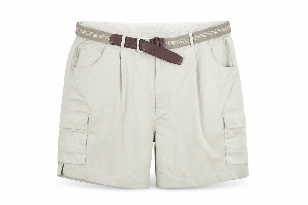 Fishtank Men's Beige Cargo Shorts Size 54 with Belt Lightweight Cotton