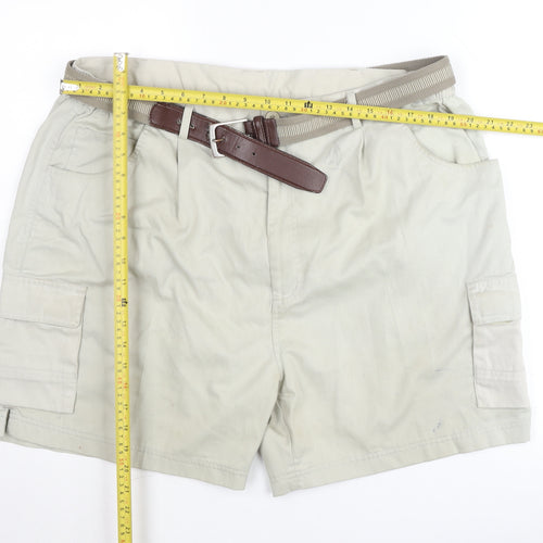 Fishtank Men's Beige Cargo Shorts Size 54 with Belt Lightweight Cotton