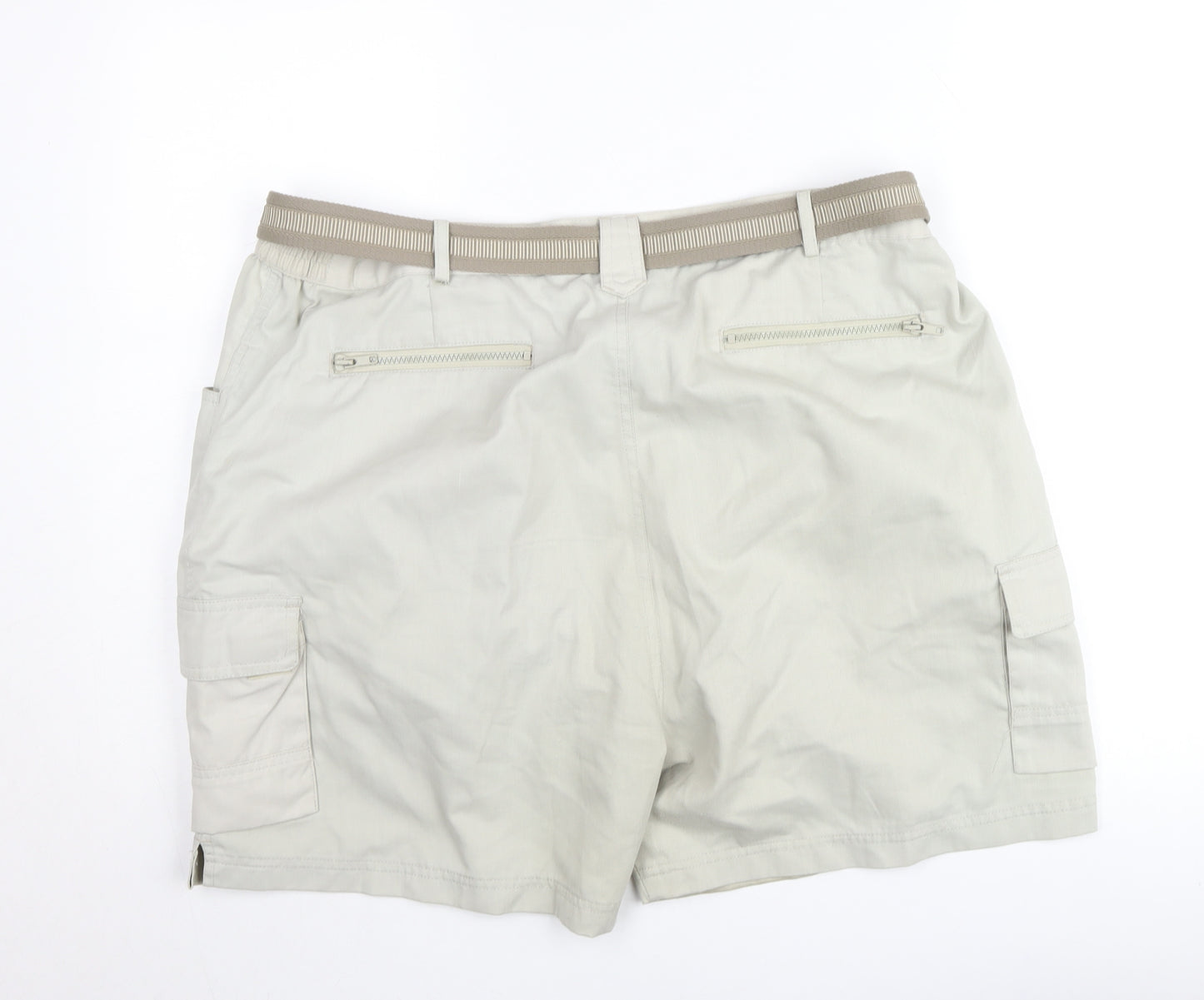 Fishtank Men's Beige Cargo Shorts Size 54 with Belt Lightweight Cotton