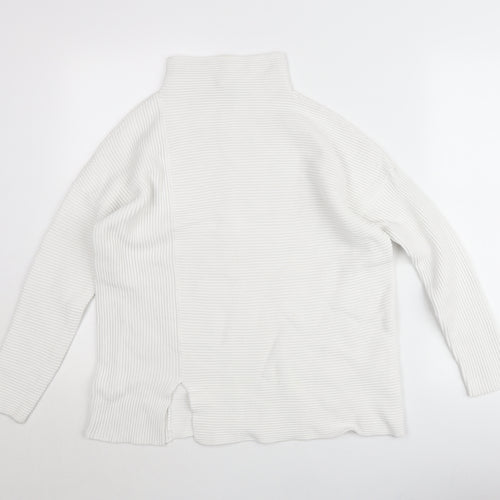 French Connection Women’s White Roll Neck Rib-Knit Jumper XS