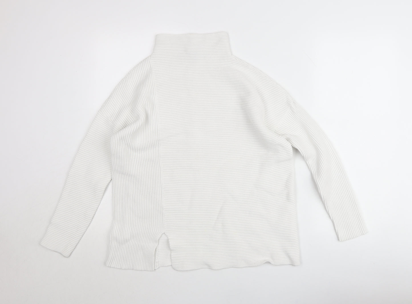 French Connection Women’s White Roll Neck Rib-Knit Jumper XS
