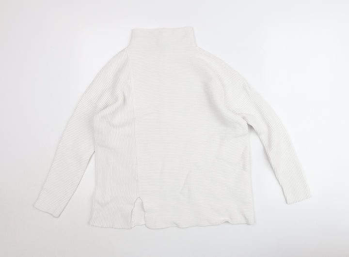 French Connection Women’s White Roll Neck Rib-Knit Jumper XS